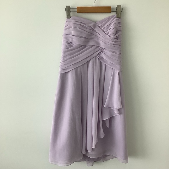 David’s Bridal Strapless Chiffon cocktail Dress Bridesmaid Prom Party Size 10 - Picture 9 of 10